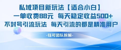 私域项目新玩法【适合小白】 一单收费88.每天稳定收益几张-淘金日记