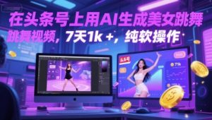在头条号上用AI生成美女跳舞视频,7天1k+,纯软件操作-淘金日记