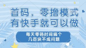 首码，零撸模式，有快手就可以做，每天零碎时间搞个几张不成问题【揭秘】-淘金日记