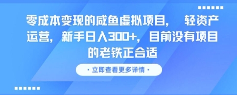 零成本变现的咸鱼虚拟项目， 轻资产运营，新手日入3张+，目前没有项目的老铁正合适-淘金日记