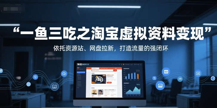 一鱼三吃之淘宝虚拟资料变现,依托资源站、网盘拉新,打造流量的强闭环-淘金日记