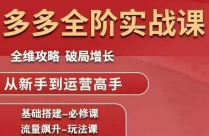 拼多多全阶实战课程,全维攻略,破局增长,从新手到运营高手-淘金日记
