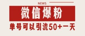 微信爆粉，私域暴力引流打法日引千粉 单号日进50+【揭秘】-淘金日记