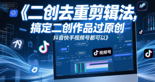 短视频二创去重剪辑法,搞定二创作品过原创,抖音快手视频号都可以-淘金日记