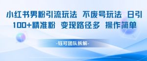 小红书男粉引流玩法不废号玩法日引100男粉变现路径多操作简单-淘金日记