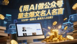 用AI做公众号流量主爆文名人名言,10分钟一篇爆文,最高月入5位数-淘金日记