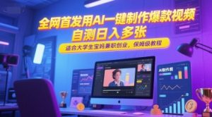 全网首发用AI一键制作爆款视频，自测日入多张，适合大学生宝妈兼职创业，保姆级教程-淘金日记