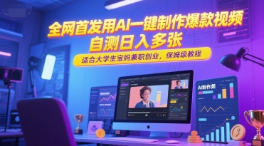 全网首发用AI一键制作爆款视频,自测日入多张,适合大学生宝妈兼职创业,保姆级教程-淘金日记