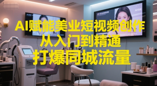 AI赋能美业短视频创作，从入门到精通，打爆同城流量，超级AI工具短视频实操落地-淘金日记