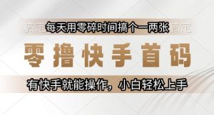 零撸快手首码，每天用零碎时间搞个一两张，有快手就能操作小白轻松上手【揭秘】-淘金日记