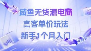 咸鱼无货源电商,高客单价玩法,新手1个月入门-淘金日记
