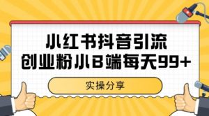 小红书抖音创业粉，小B端粉自热 日引99+的一个玩法【揭秘】-淘金日记