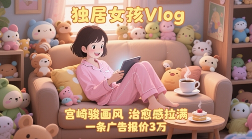 单个账号涨粉71W!用AI制作独居女孩Vlog,宫崎骏画风,治愈感拉满,一条广告报价3W-淘金日记