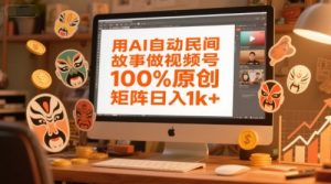 用AI自动民间故事做视频号，100%原创，矩阵日入1k+-淘金日记