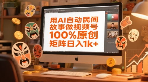 用AI自动民间故事做视频号,100%原创,矩阵日入1k+-淘金日记