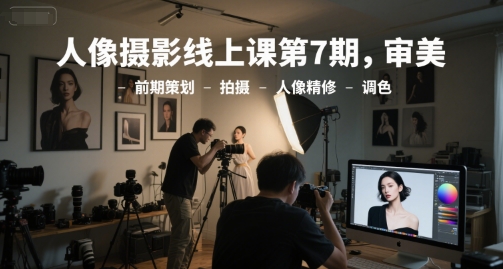 人像摄影线上课第7期,审美-前期策划-拍摄-人像精修-调色-淘金日记