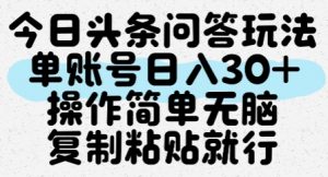 今日头条问答玩法,单账号日入30+,操作简单无脑复制粘贴就行-淘金日记
