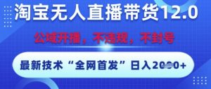 淘宝无人直播带货12.0,最新技术,不封号,不违规,操作简单,开播爆单,日入多张【揭秘】-淘金日记