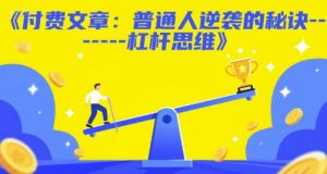 付费文章:普通人逆袭的秘诀——杠杆思维-淘金日记