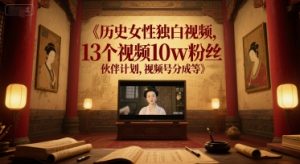 历史女性独白视频,13个视频10w粉丝,伙伴计划,视频号分成等-淘金日记
