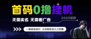 首码0撸挂G项目，无需实名无需看广告 一键启动运行，小白轻松日入三位数【揭秘】-淘金日记