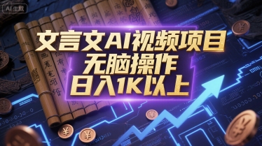 文言文AI视频项目,无脑操作,日入1K以上-淘金日记