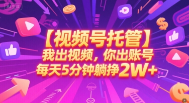 【视频号托管 】我出视频,你出账号,每天5分钟发布,最高躺挣2W+【揭秘】-淘金日记