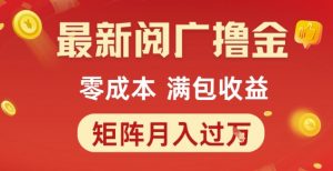 最新阅广撸金项目，零成本满包收益，可矩阵操作，月入过1W【揭秘】-淘金日记