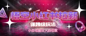 悟空小红书拉新，保姆级玩法，小白也能日入四位数-淘金日记