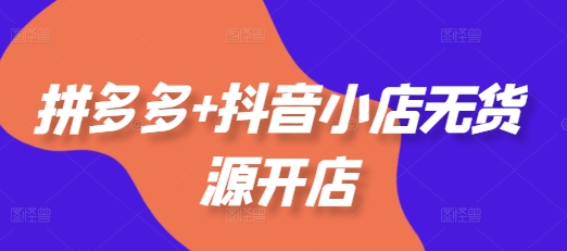 拼多多+抖音小店无货源开店，包括：选品、运营、基础、付费推广、爆款案例等(更新25年6月)-淘金日记