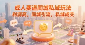 成人赛道同城私域玩法,利润高,同城引流,私域成交-淘金日记