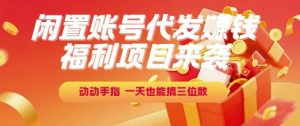 福利项目来袭,闲置账号代发挣钱,动动手指,一天也能搞三位数【揭秘】-淘金日记
