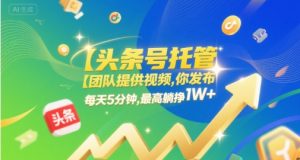 【头条号托管 】团队提供视频,你发布,每天5分钟,最高躺挣1W+【揭秘】-淘金日记
