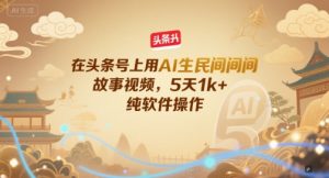 在头条号上用AI生民间故事视频，5天1k+，纯软件操作-淘金日记