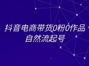 抖音电商带货0粉0作品自然流起号，抖音电商教程-淘金日记