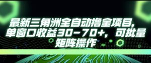 最新AI全自动游戏撸金项目,单窗口收益30-70+,可批量操作【揭秘】-淘金日记