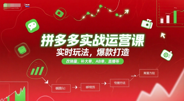 拼多多实战运营课,实时玩法,爆款打造,改销量,补大单,AB单,直播等(更新2025月)-淘金日记