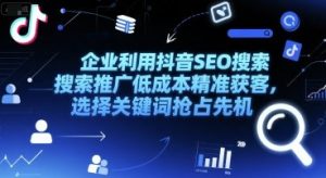 企业利用抖音SEO搜索推广低成本精准获客，选择关键词抢占先机-淘金日记