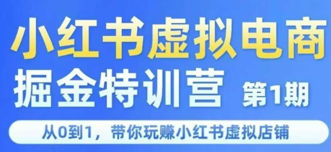 小红书虚拟电商掘金特训营第1期,从0到1,带你玩转小红书虚拟店铺-淘金日记