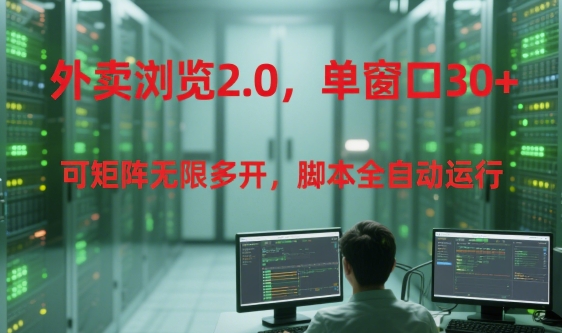 外卖浏览2.0,单窗口30+可矩阵无限多开,脚本全自动运行【揭秘】-淘金日记