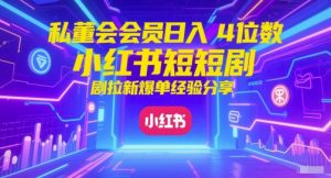 私董会会员日入4位数小红书红果短剧拉新爆单经验分享-淘金日记