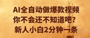 AI全自动做爆款视频,你不会还不知道吧?新人小白2分钟一条【揭秘】-淘金日记