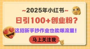 2025年小红书日引100+创业粉？这招新手抄作业也能爆流量！-淘金日记