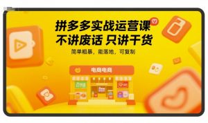 拼多多实战运营课，不讲废话只讲干货，简单粗暴，能落地，可复制-淘金日记