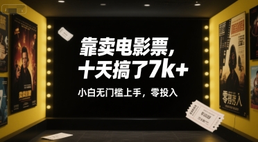 靠卖电影票,十天搞了7k+,小白无门槛上手,零投入【揭秘】-淘金日记