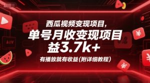 西瓜视频变现项目，单号月收益3.7k+，有播放就有收益(附详细教程)-淘金日记