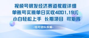 视频号银发经济赛道单账号实操单日实收1k+，小白轻松上手长期项目-淘金日记