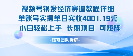 视频号银发经济赛道单账号实操单日实收1k+，小白轻松上手长期项目-淘金日记