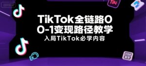 TikTok全链路0-1变现路径教学，入局TikTok必学内容-淘金日记