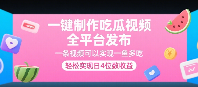一键制作吃瓜视频，全平台发布，一条视频可以实现一鱼多吃，轻松实现日4位数收益【揭秘】-淘金日记